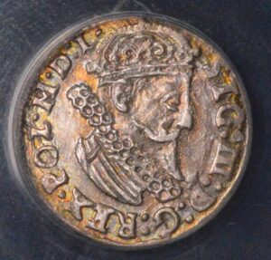 1624 Poland Sigismund III ANACS AU55 Gorgeous Auburn Rainbow Obverse Toning!