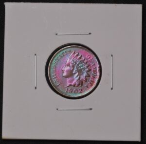 MEGA PURPLE FUSIA TONED 1902 INDIAN HEAD CENT!