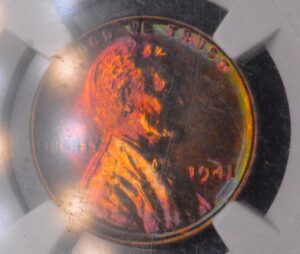1941 Lincoln Wheat Cent NGC PF65RB Beautiful Rainbow Color