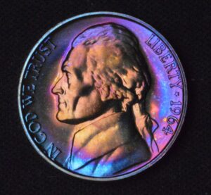 MONSTER TONED 1964 PROOF JEFFERSON NICKEL PURPLE FUSION