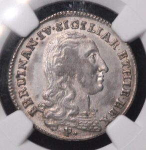 1798 Italy, Naples & Sicily 20 Grana "Ferdinando IV" NGC AU55 Very Rare, Great Surfaces! Original!!