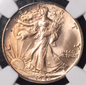 Gorgeous 1942 Walking Liberty Half Dollar NGC MS66+ Plus Beautiful Sunset Toning!