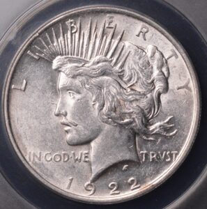 1922 Peace Dollar VAM 12-A Moustache ANACS AU58 RARE!