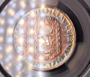 Beautiful Toning! Germany - Federal Republic 1966-D Silver 5 Marks Death of Gottfried Wilhelm Leibniz 250th Anniversary KM-119.1 PCGS MS64
