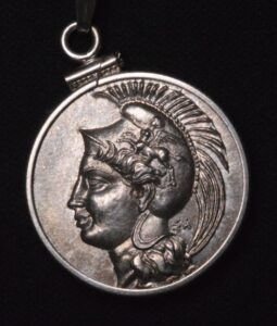 Athena Sterling Silver Hand-Made Penant on Necklace with Reverse of Lion Eating Dear!