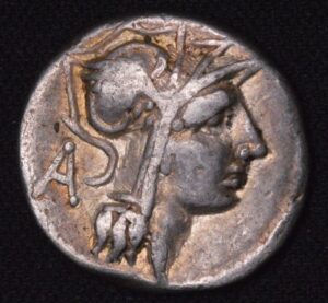 M. Junius Silanus (145 BC). Denarius, (AR, 18 mm, 3.79 g), Rome Mint. Beautiful Color!