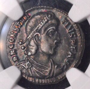 Double Sided Monster Toning! Ancient Roman Constantius II, as Augustus (337-361 A.D) AR Siliqua (19mm) Beautiful Color, NGC Choice VF 4/5, 5/5