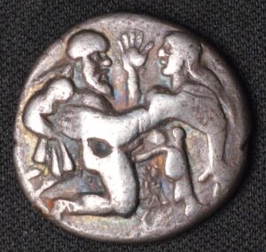 Beautiful Toning! Thrace, Thasos Stater. (Circa 480-463 B.C) Large Satyr & Nymph Silver!