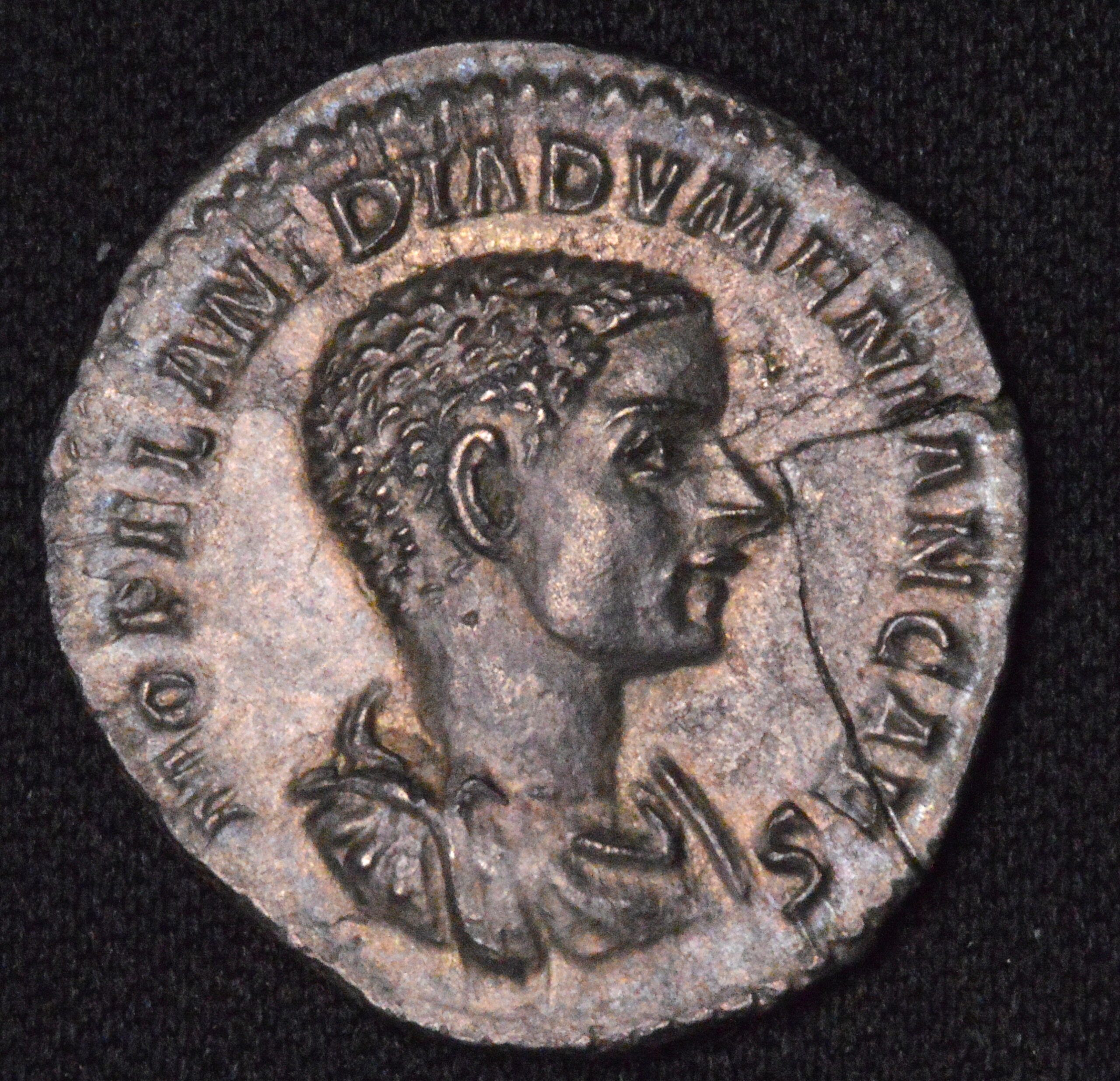 EXTREMELY RARE! FEW RELEASED! BEAUTIFULLY TONED EMPEROR DIADUMENIAN SILVER DENARIUS (217-218 A.D) ONE YEAR EMPEROR!