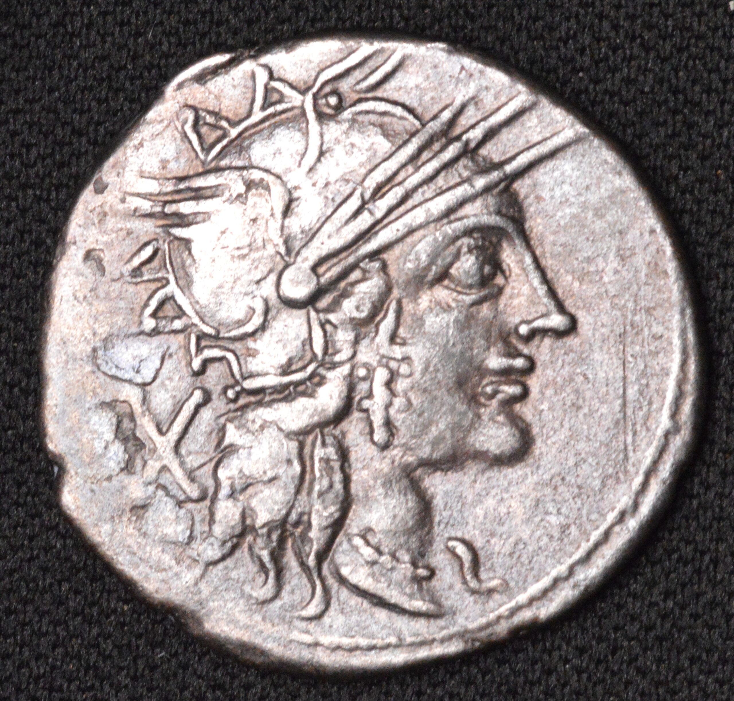 GORGEOUS HIGH GRADE ANCIENT ROMAN REPUBLIC CN. CARBO 121 B.C AR DENARIUS!
