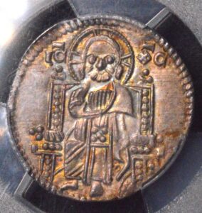 DOGE FRANCESCO DANDOLO BEAUTIFUL ALBUM COLOR GORGEOUS LUSTER! PCGS AU58 STACKS BOWERS!