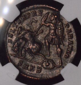 FANTASTIC EMPEROR CONSTANTIUS II BILLON ROMAN COIN WITH VERY GRAPHIC REVERSE! NGC XF!